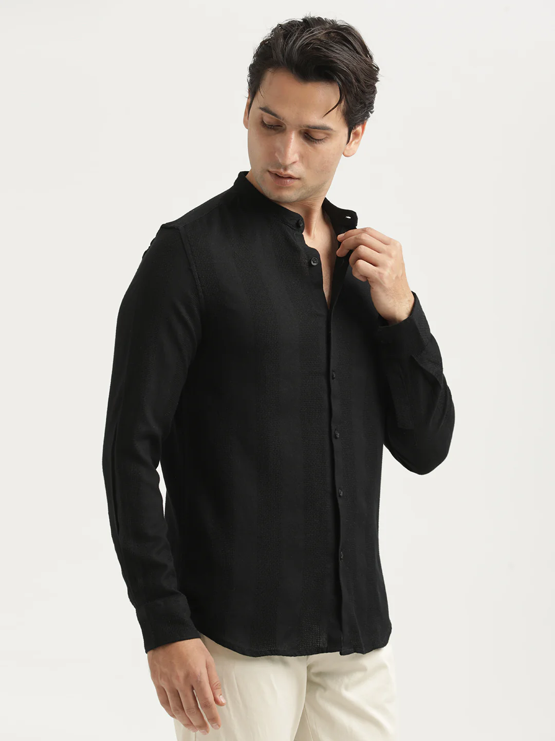 Men Self-Textured Cotton Shirt - Image 4