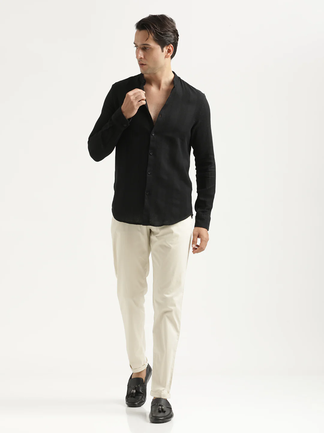 Men Self-Textured Cotton Shirt - Image 6