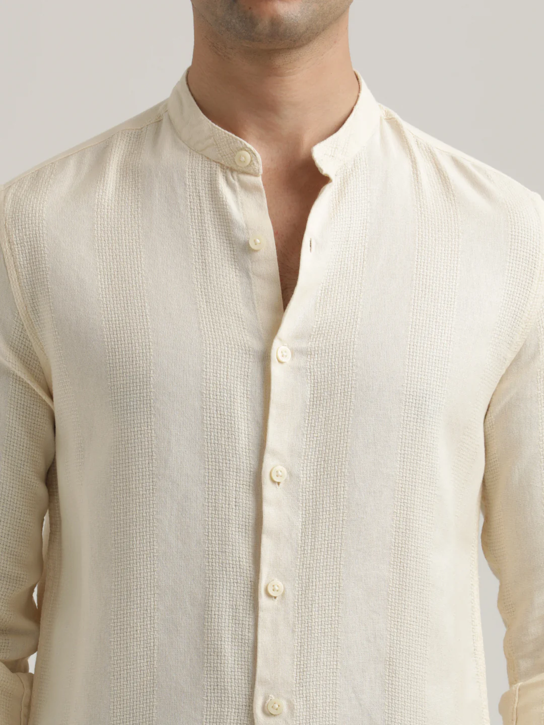Men Self-Textured Cotton Shirt - Image 3