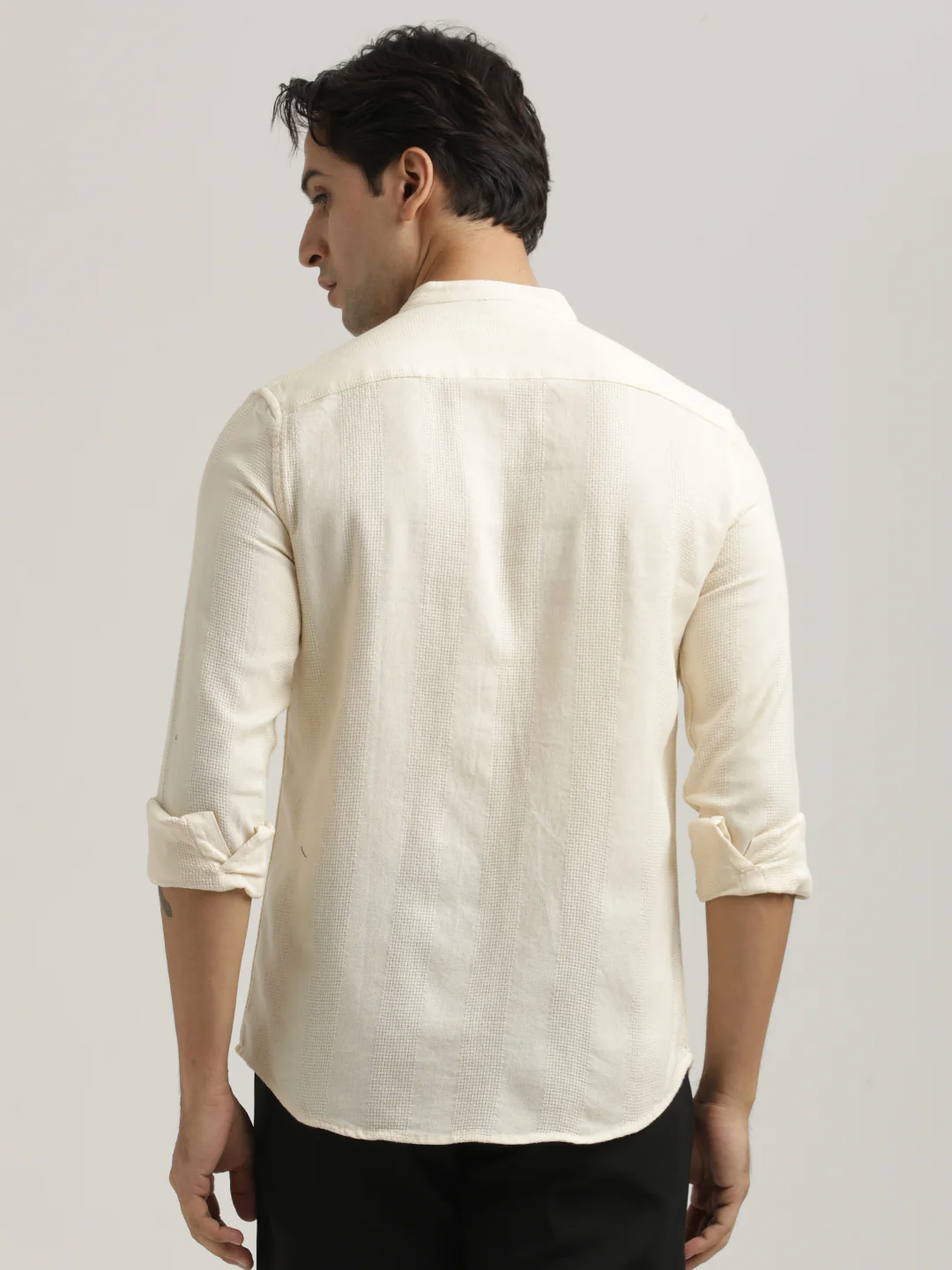 Men Self-Textured Cotton Shirt - Image 4