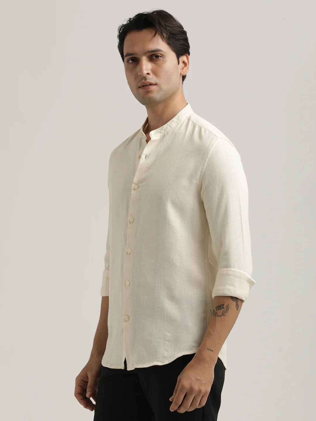 Men Self-Textured Cotton Shirt - Image 5