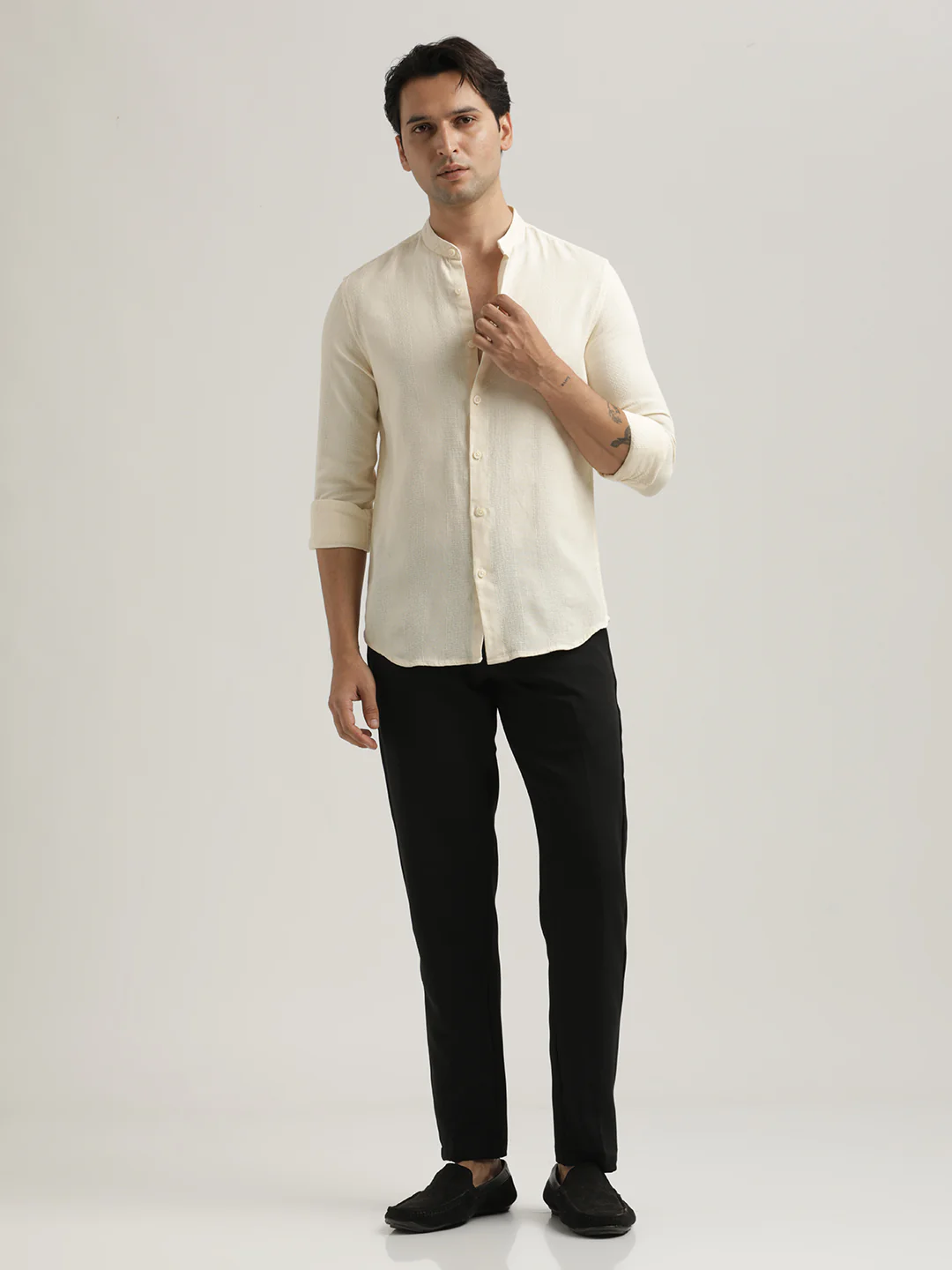 Men Self-Textured Cotton Shirt - Image 6