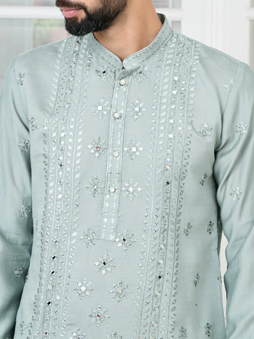 Men Sequin Embroidered Kurta - Image 2