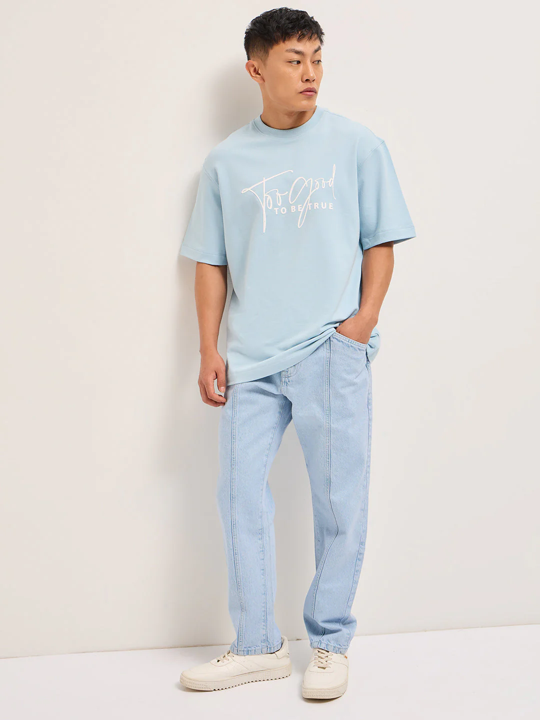 Men Shark Tank Limited Edition Sky Blue Crew Tee - Image 4