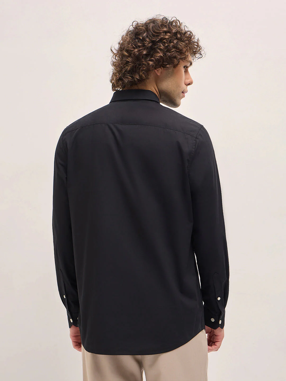 Men Shirt Black Tailored Fit Cotton Formal Shirt - Image 2