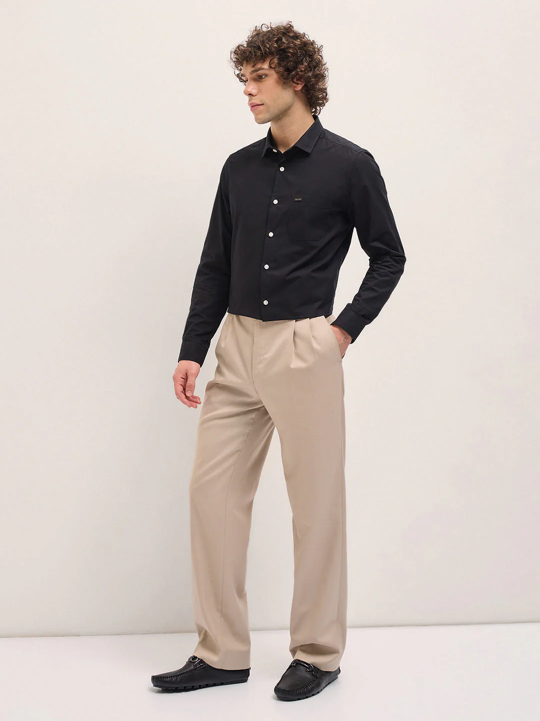 Men Shirt Black Tailored Fit Cotton Formal Shirt - Image 4