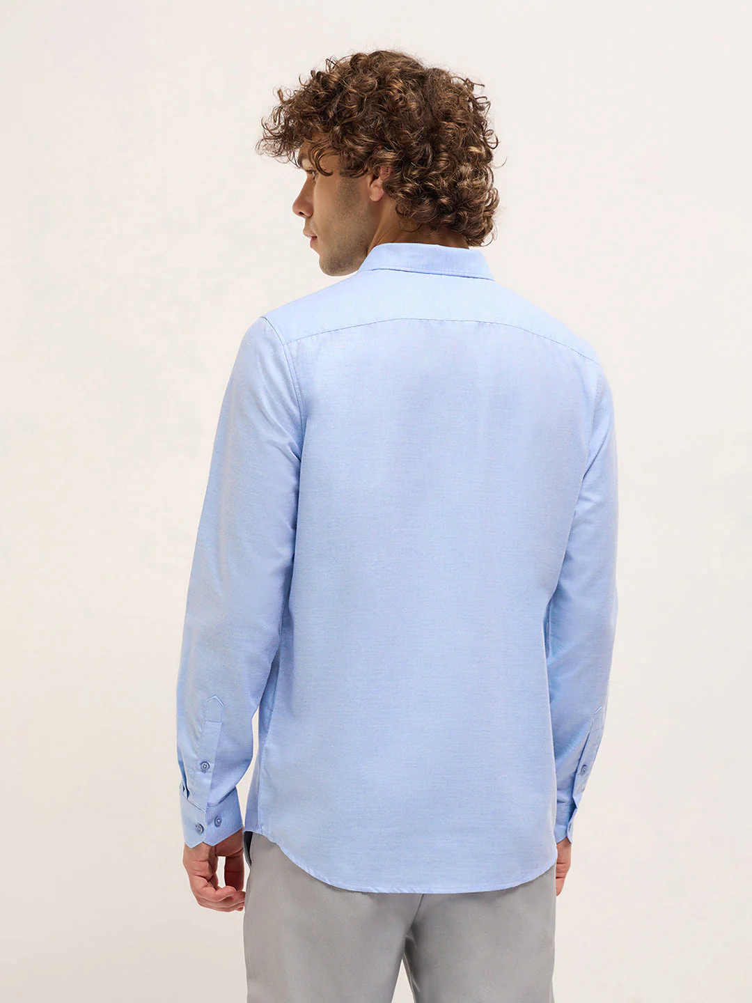 Men Shirt Blue Solid Tailored Fit Formal Shirt - Image 2