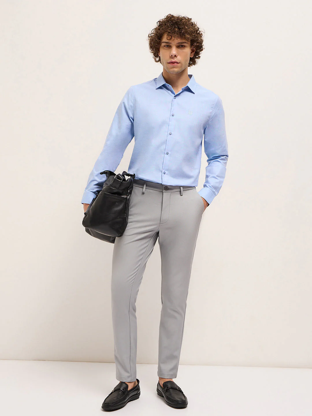 Men Shirt Blue Solid Tailored Fit Formal Shirt - Image 4