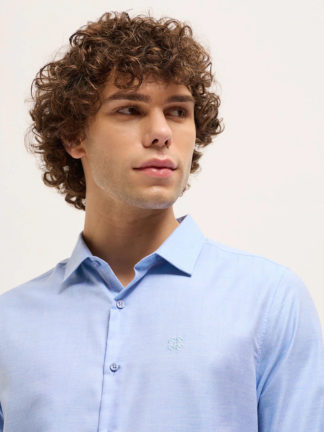 Men Shirt Blue Solid Tailored Fit Formal Shirt - Image 5