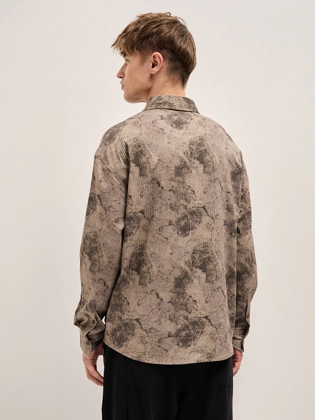 Men Shirt Brown Abstract Digital Printed Relax Fit Casual Overshirt - Image 2