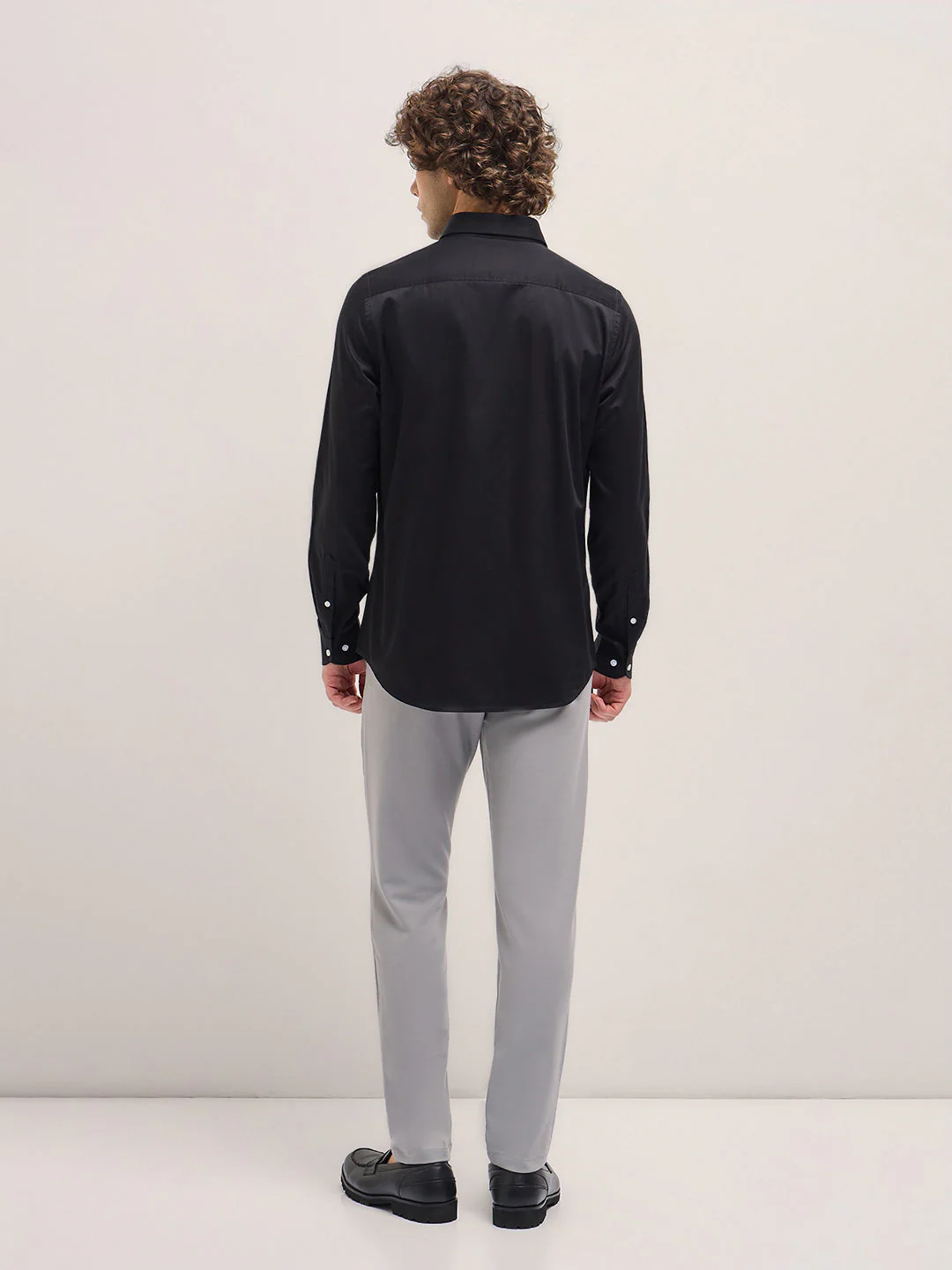 Men Shirt Classic Black Tailored Fit Solid Formal Shirt - Image 2