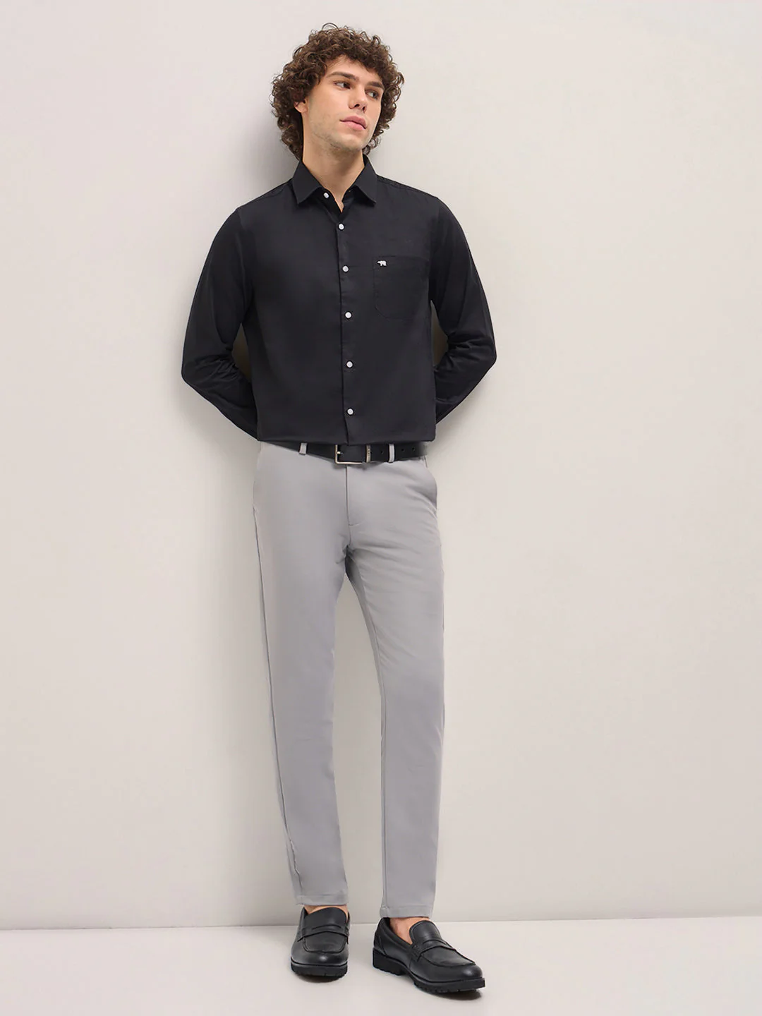 Men Shirt Classic Black Tailored Fit Solid Formal Shirt - Image 4