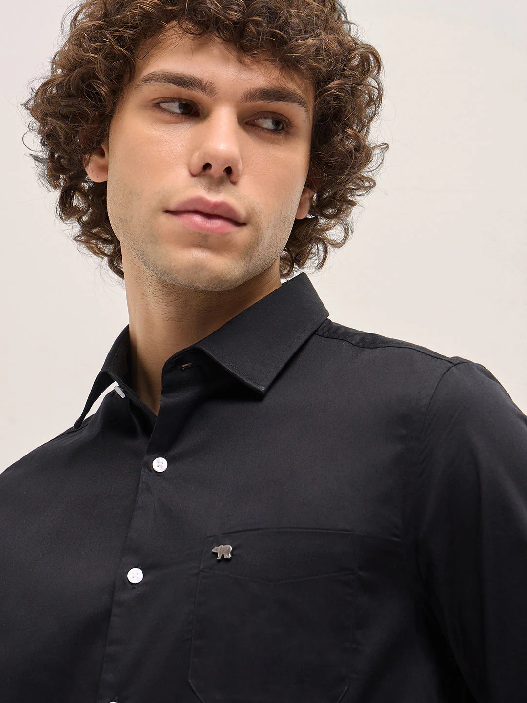 Men Shirt Classic Black Tailored Fit Solid Formal Shirt - Image 5
