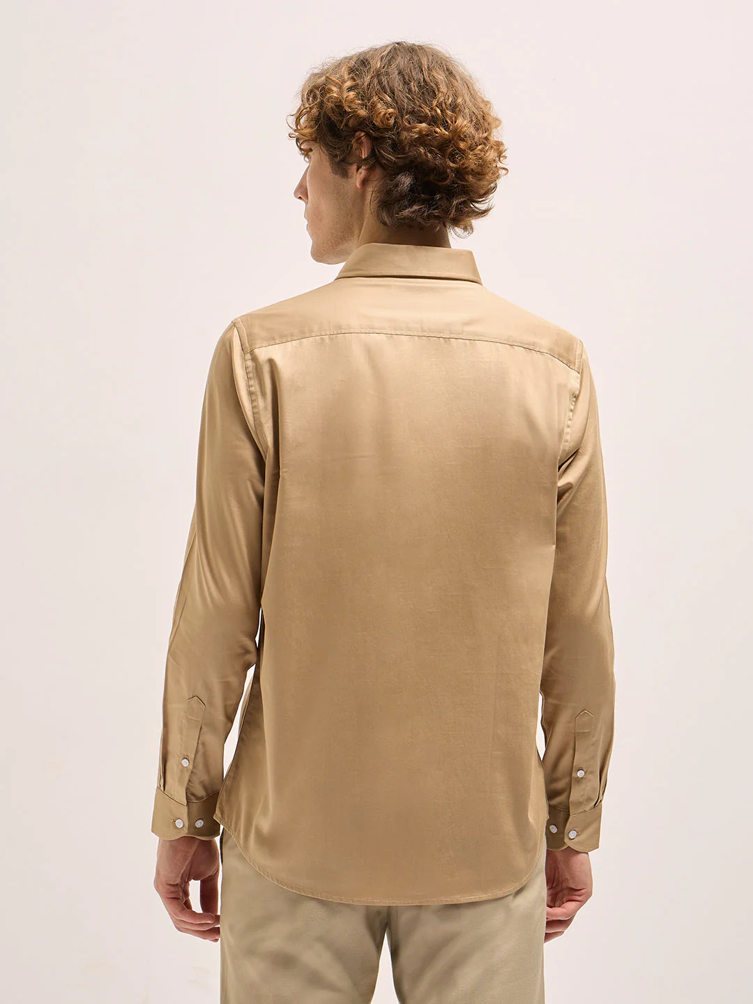Men Shirt Gold Tailored Fit Solid Formal Shirt - Image 2