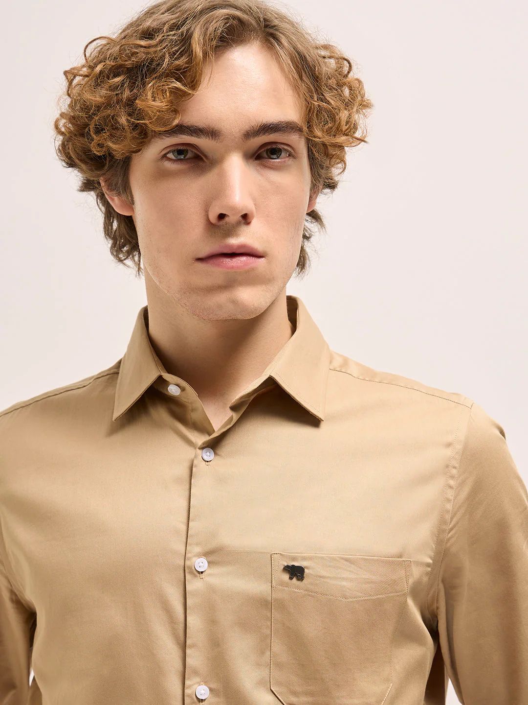 Men Shirt Gold Tailored Fit Solid Formal Shirt - Image 5