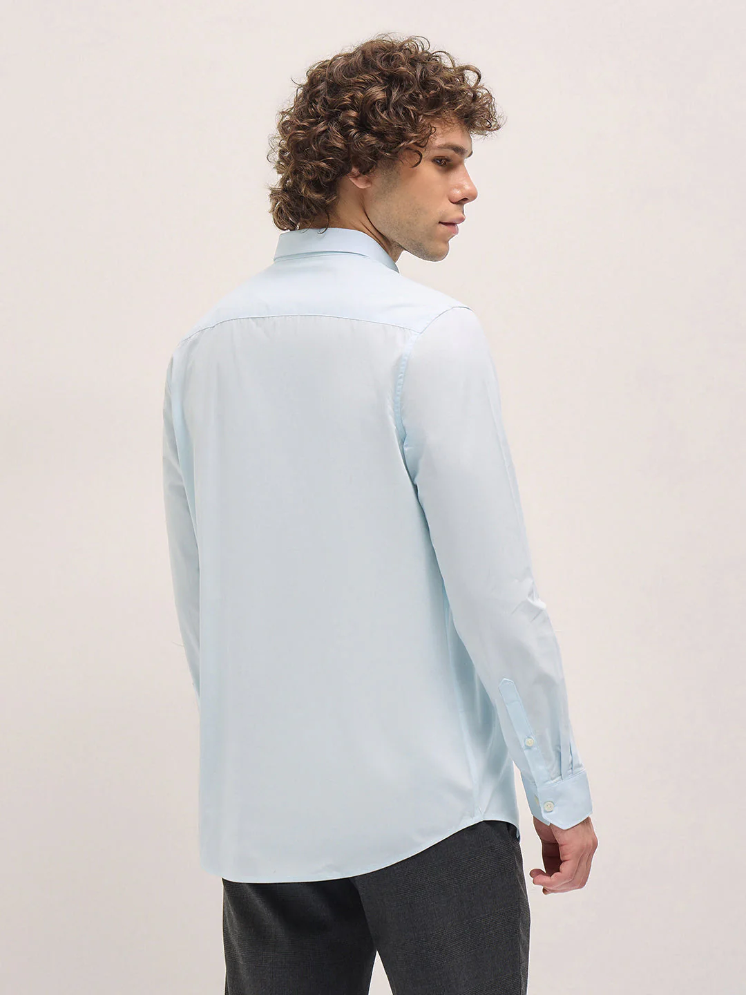 Men Shirt Ice Blue Tailored Fit Cotton Formal Shirt - Image 2