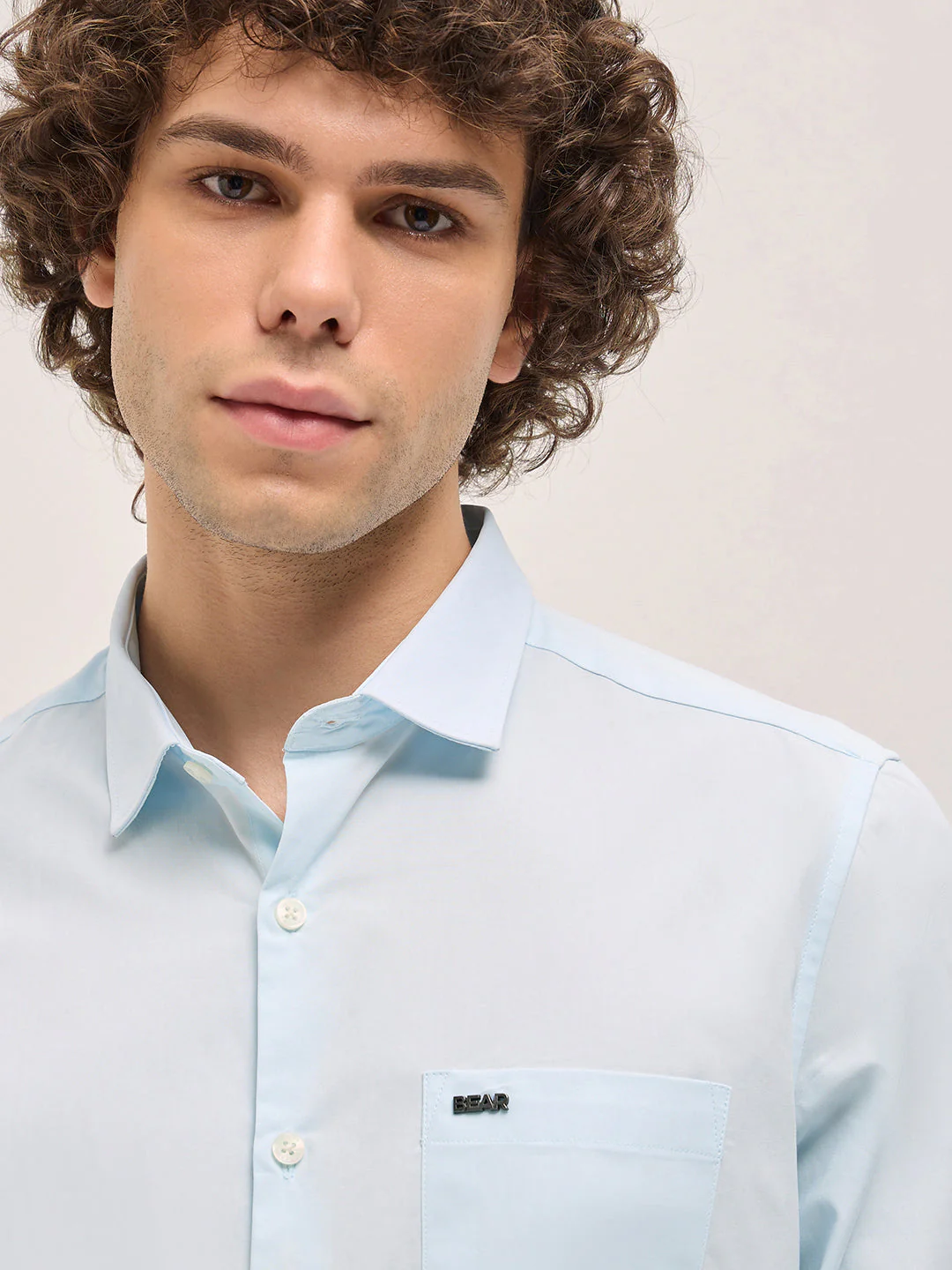Men Shirt Ice Blue Tailored Fit Cotton Formal Shirt - Image 5