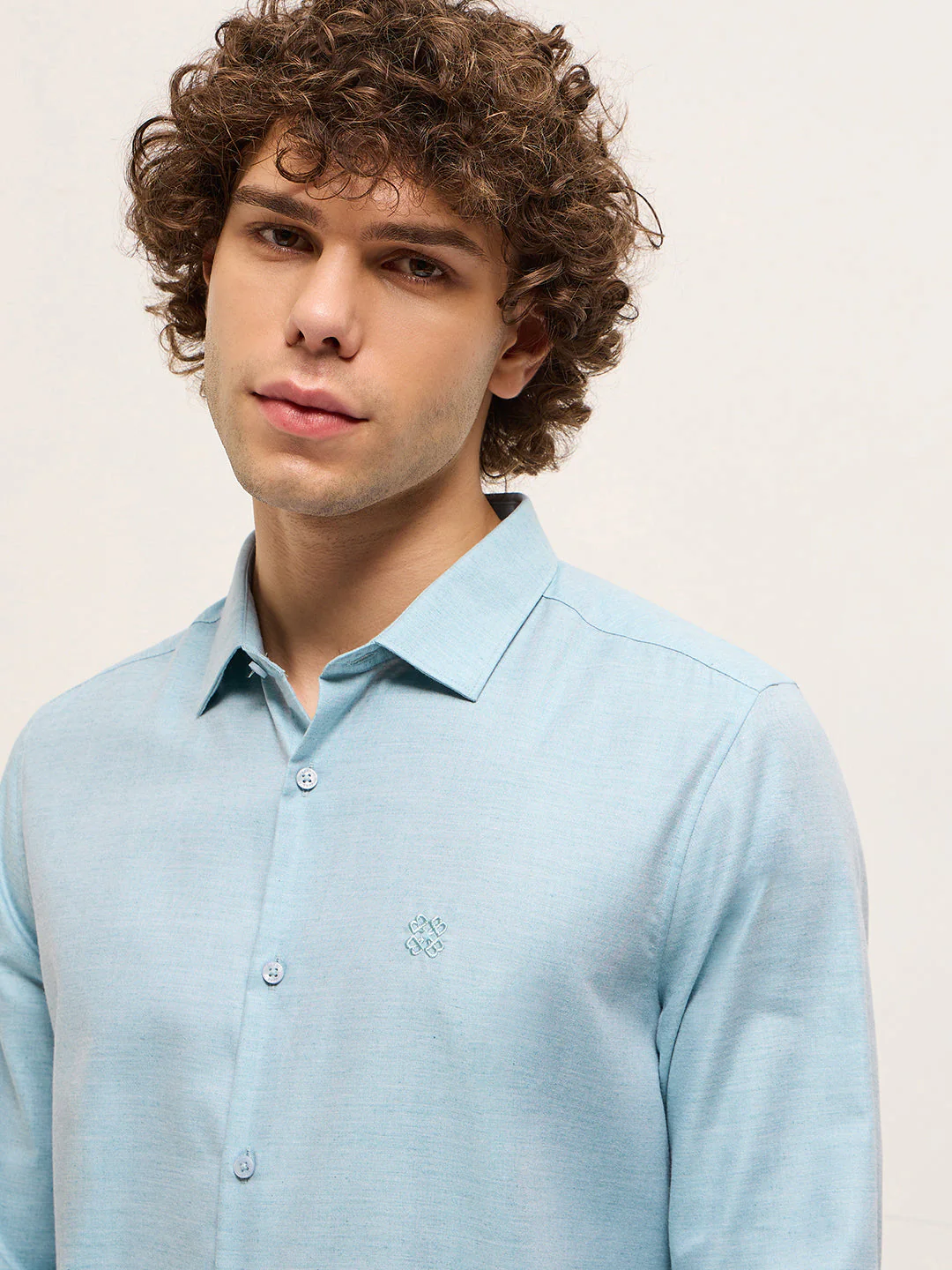 Men Shirt Light Blue Solid Tailored Fit Formal Shirt - Image 5