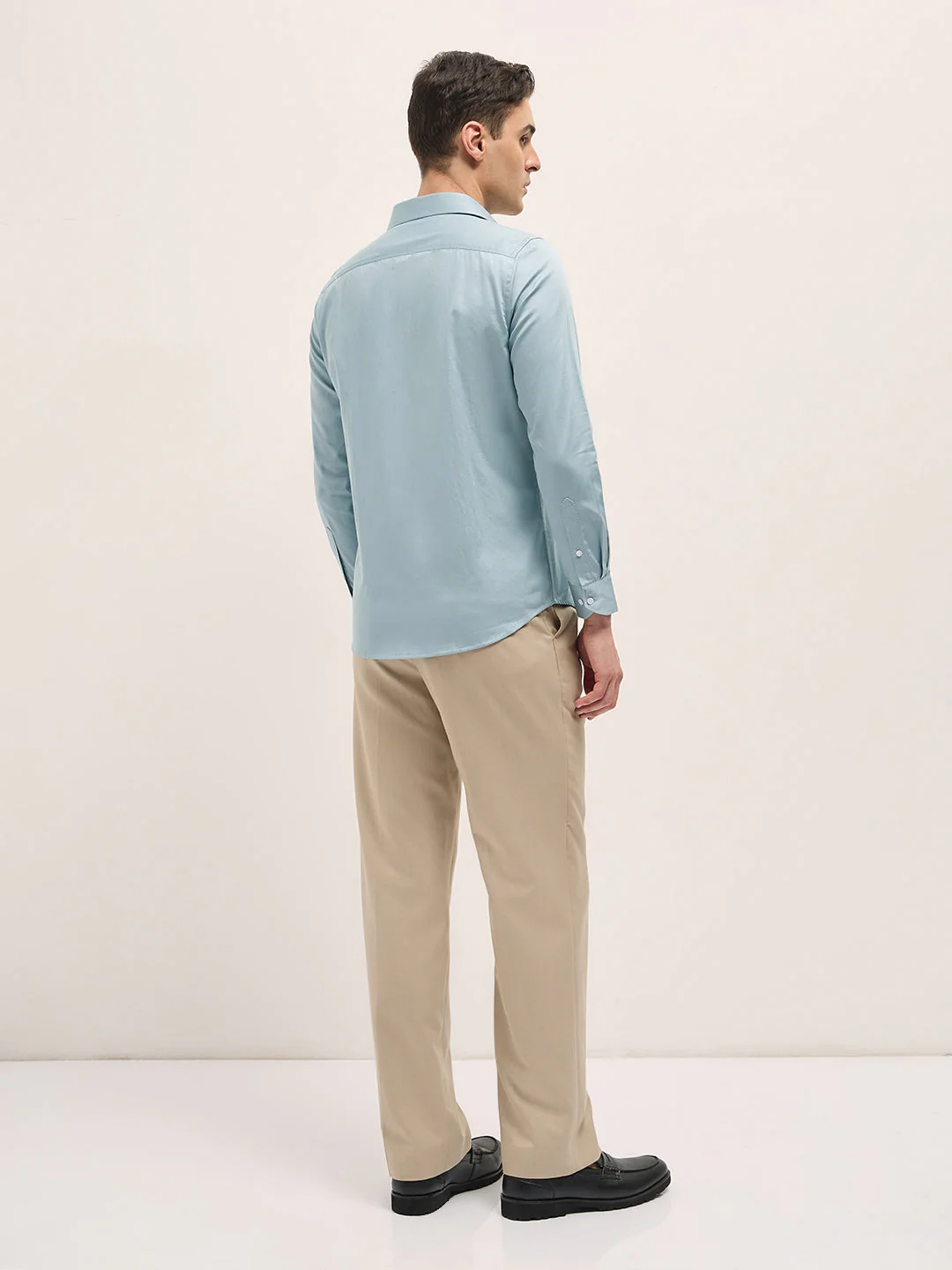 Men Shirt Light Blue Tailored Fit Solid Formal Shirt - Image 2