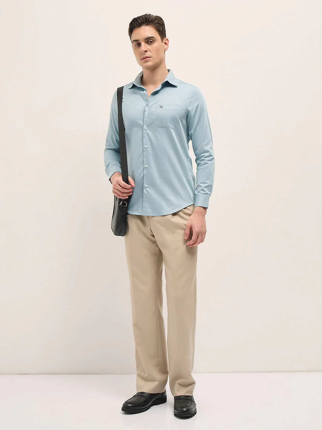 Men Shirt Light Blue Tailored Fit Solid Formal Shirt - Image 4