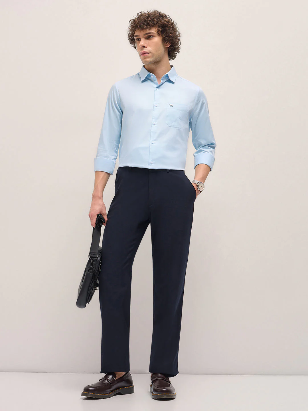Men Shirt Light Blue Tailored Fit Solid Formal Shirt - Image 4