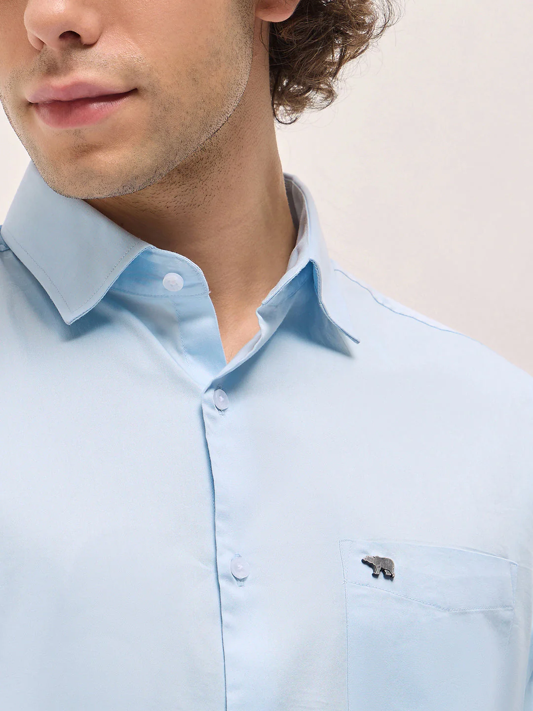 Men Shirt Light Blue Tailored Fit Solid Formal Shirt - Image 5