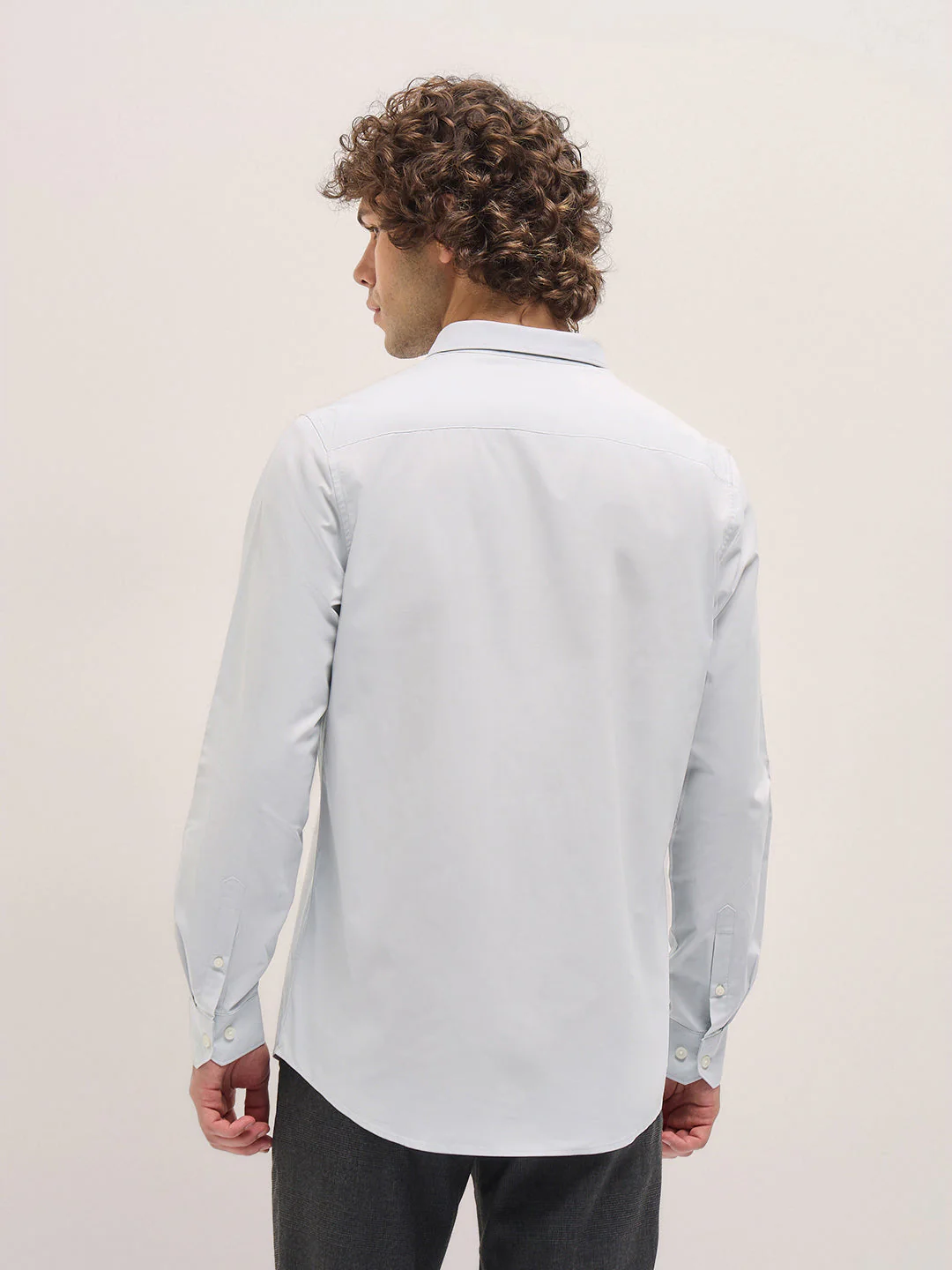 Men Shirt Light Grey Tailored Fit Cotton Formal Shirt - Image 2