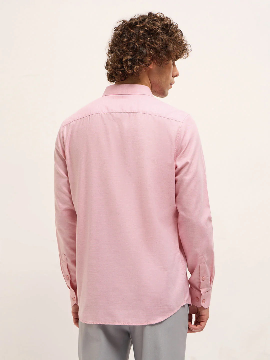 Men Shirt Light Pink Solid Tailored Fit Formal Shirt - Image 2