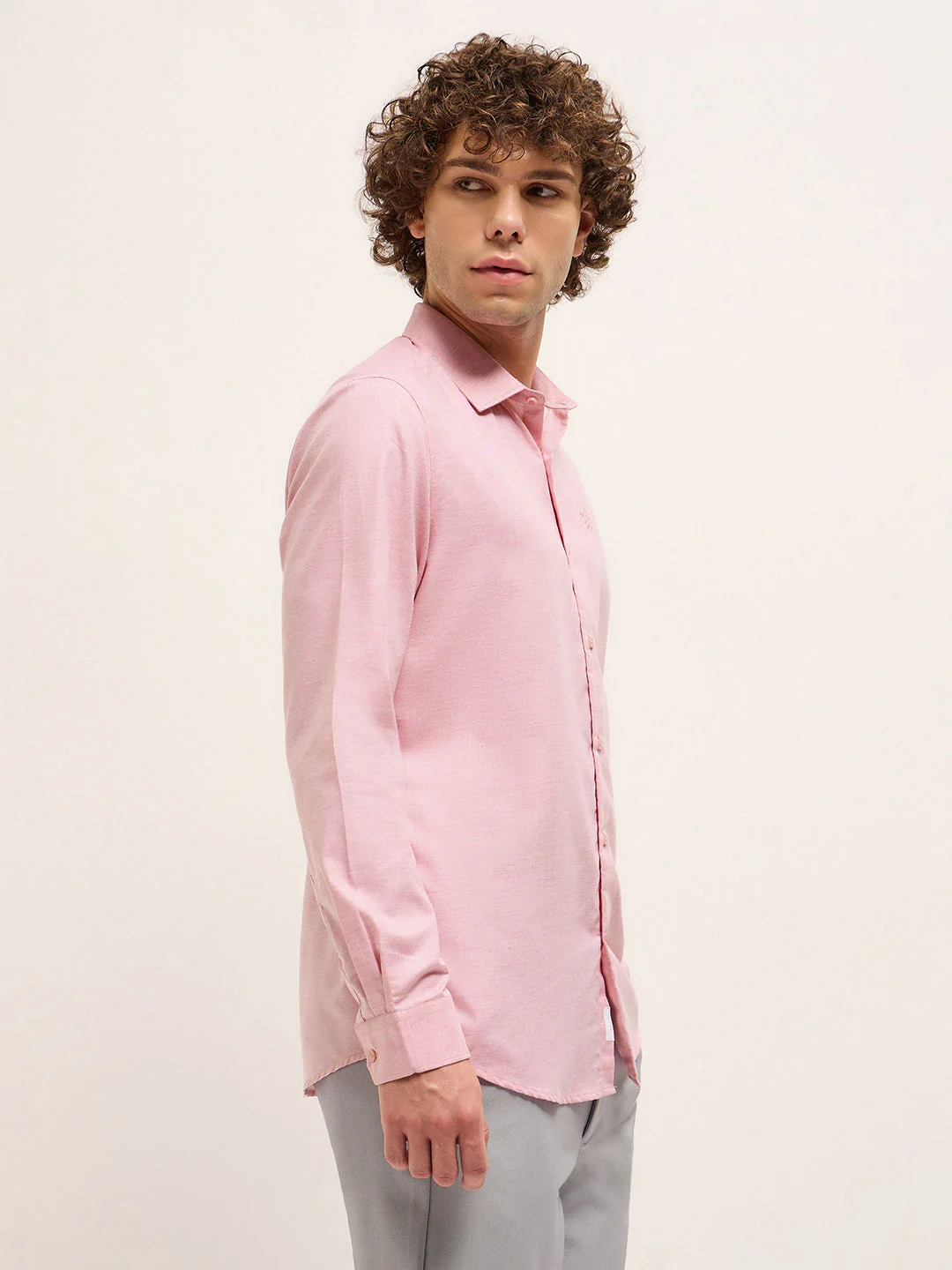 Men Shirt Light Pink Solid Tailored Fit Formal Shirt - Image 3