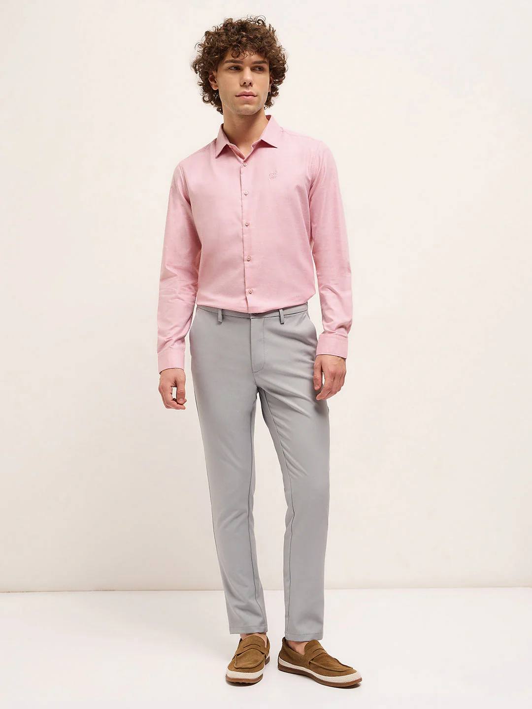 Men Shirt Light Pink Solid Tailored Fit Formal Shirt - Image 4