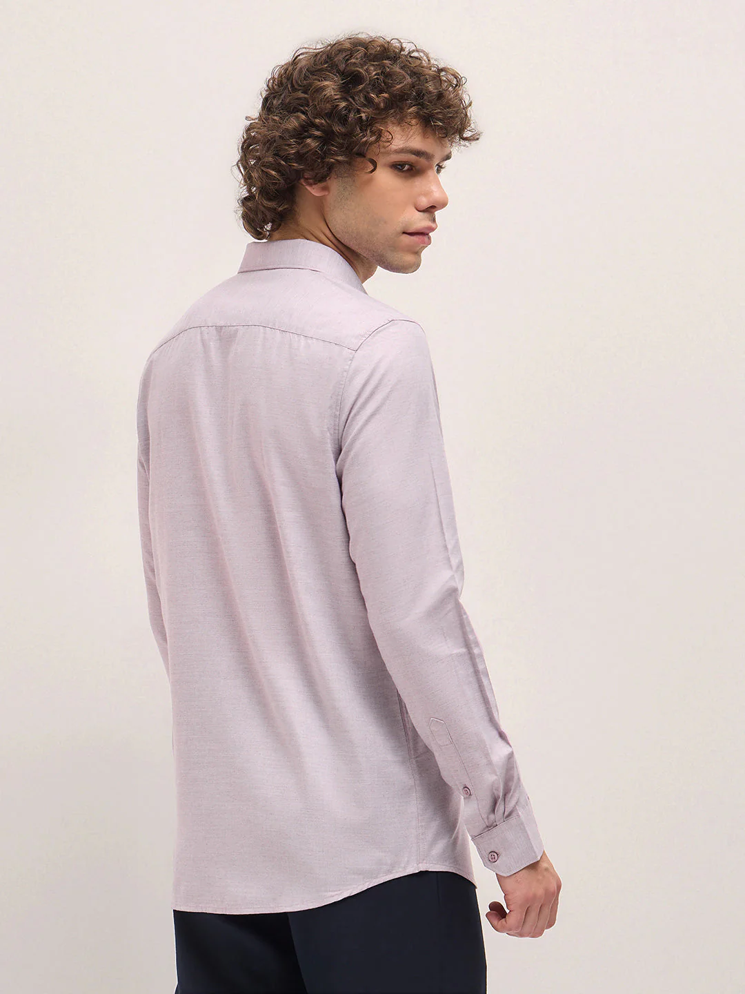 Men Shirt Light Purple Solid Tailored Fit Formal Shirt - Image 2