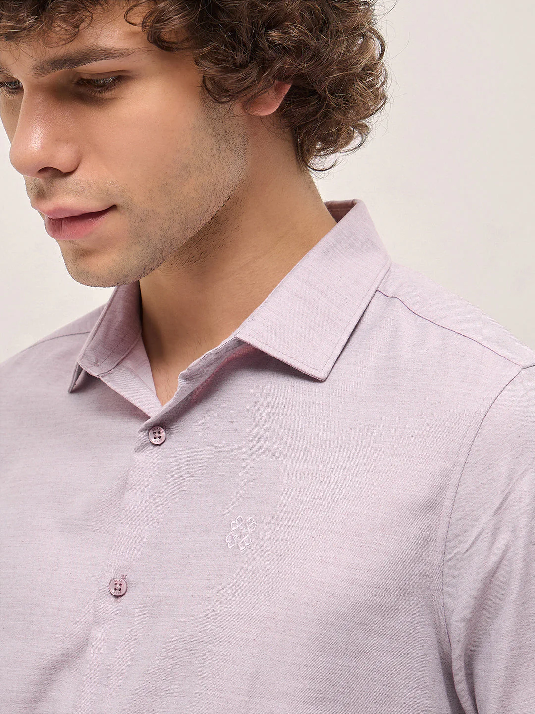 Men Shirt Light Purple Solid Tailored Fit Formal Shirt - Image 5