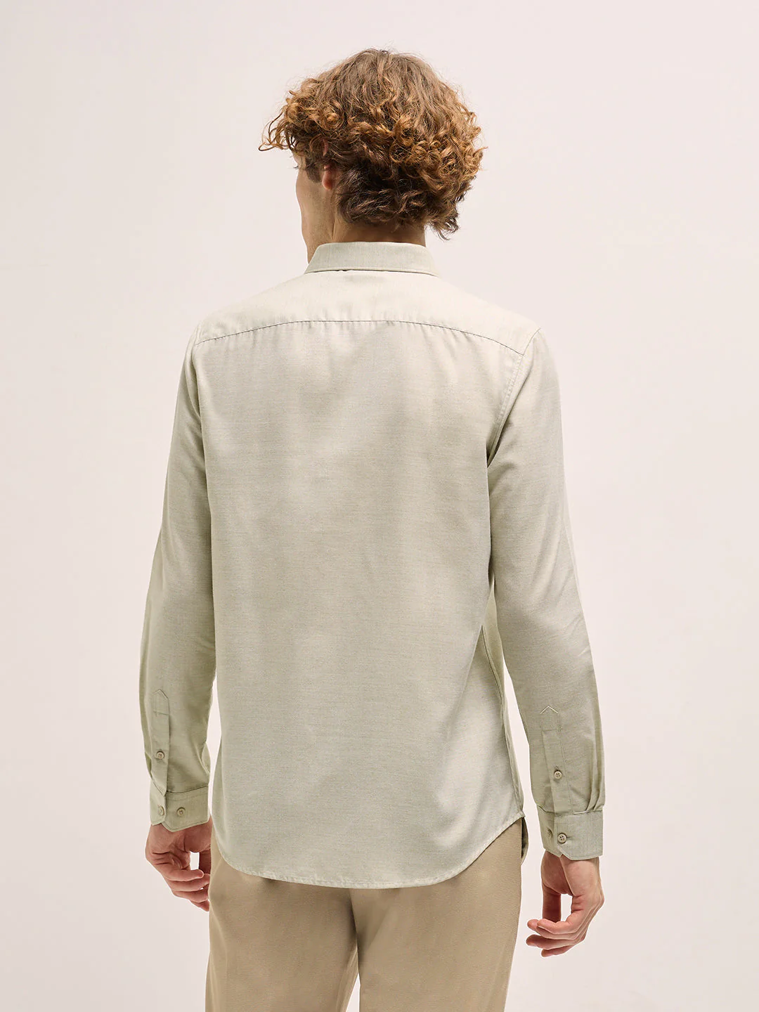 Men Shirt Light Sage Green Solid Tailored Fit Formal Shirt - Image 2