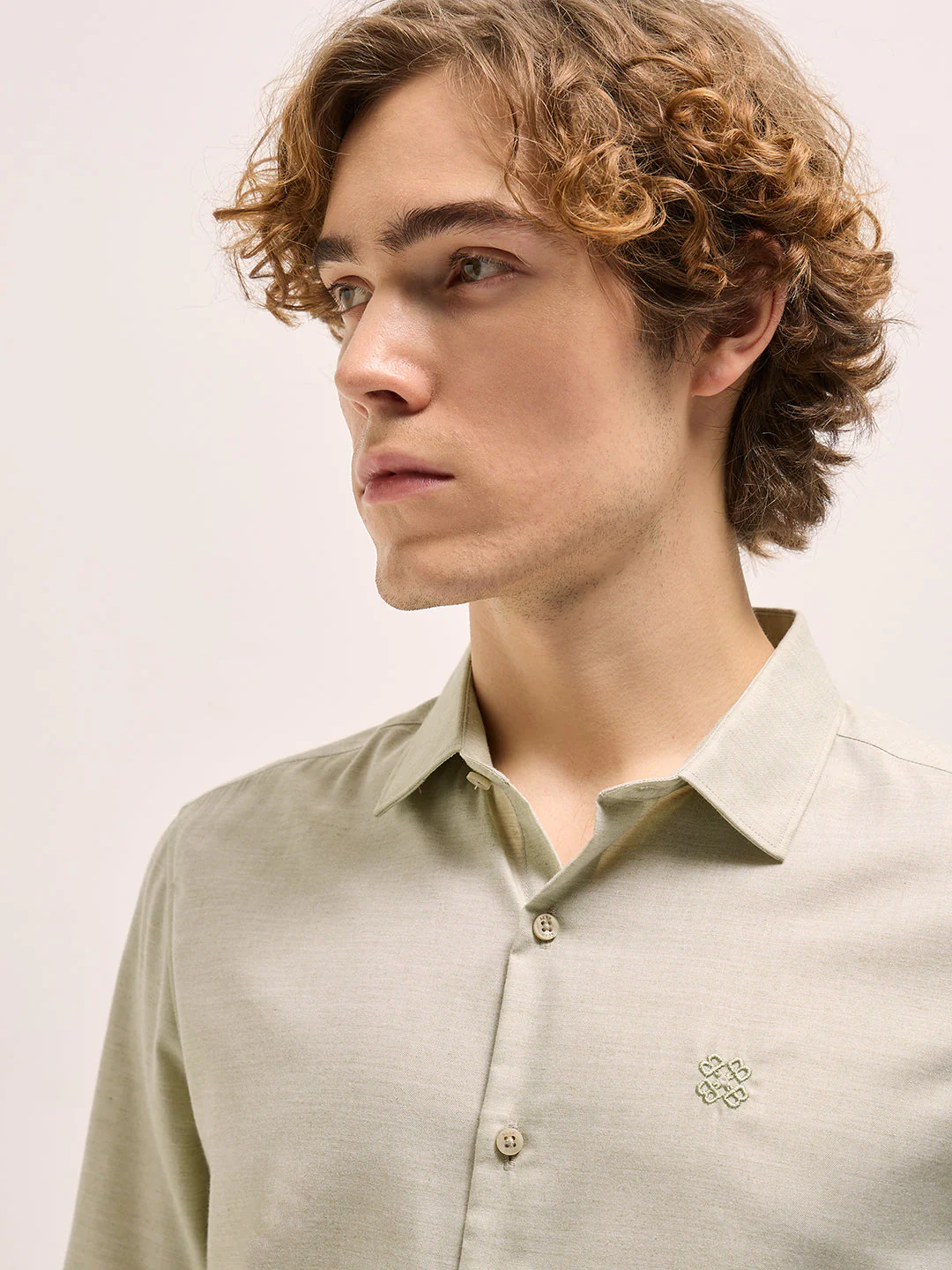 Men Shirt Light Sage Green Solid Tailored Fit Formal Shirt - Image 5