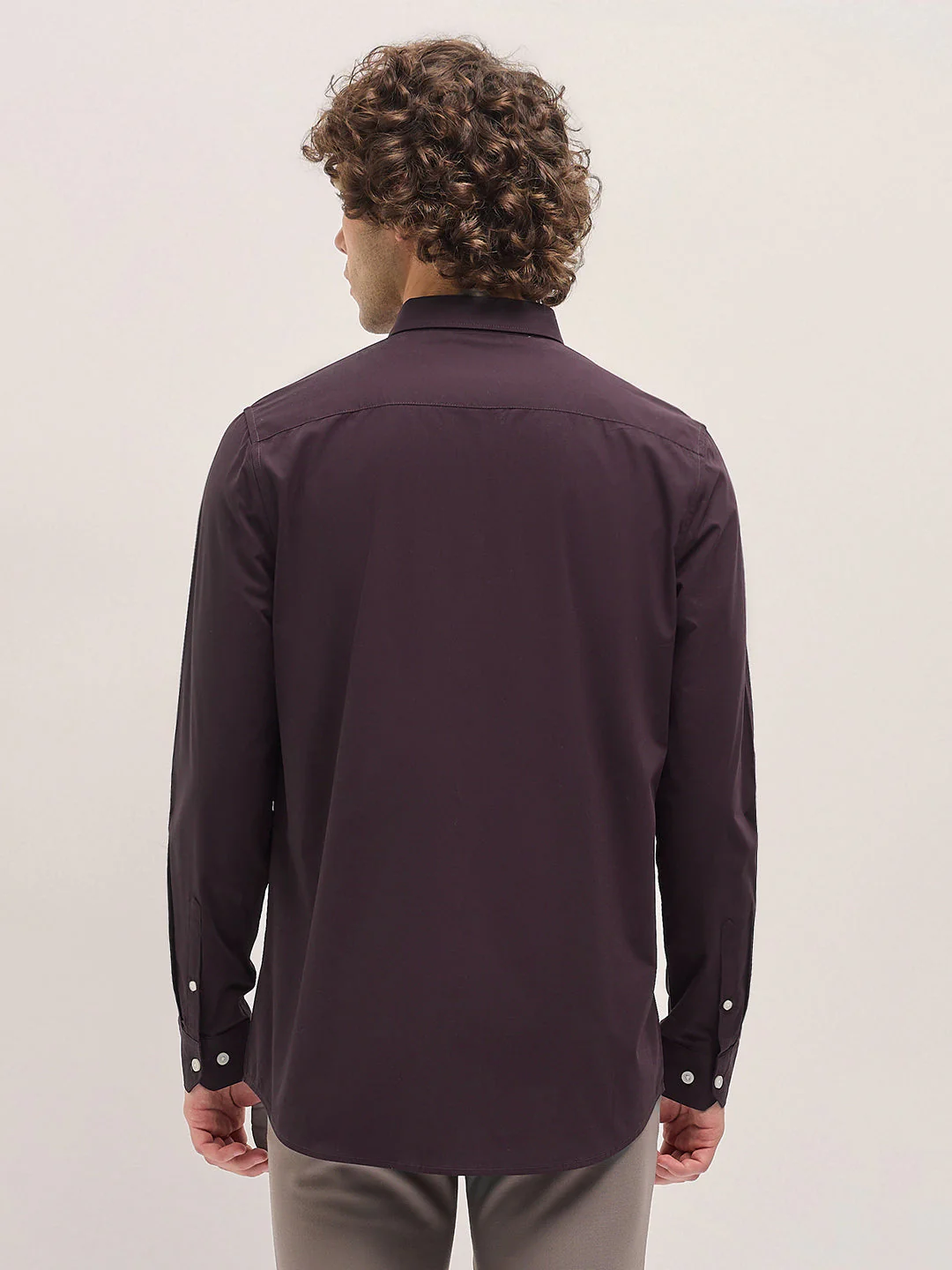 Men Shirt Maroon Tailored Fit Cotton Formal Shirt - Image 2
