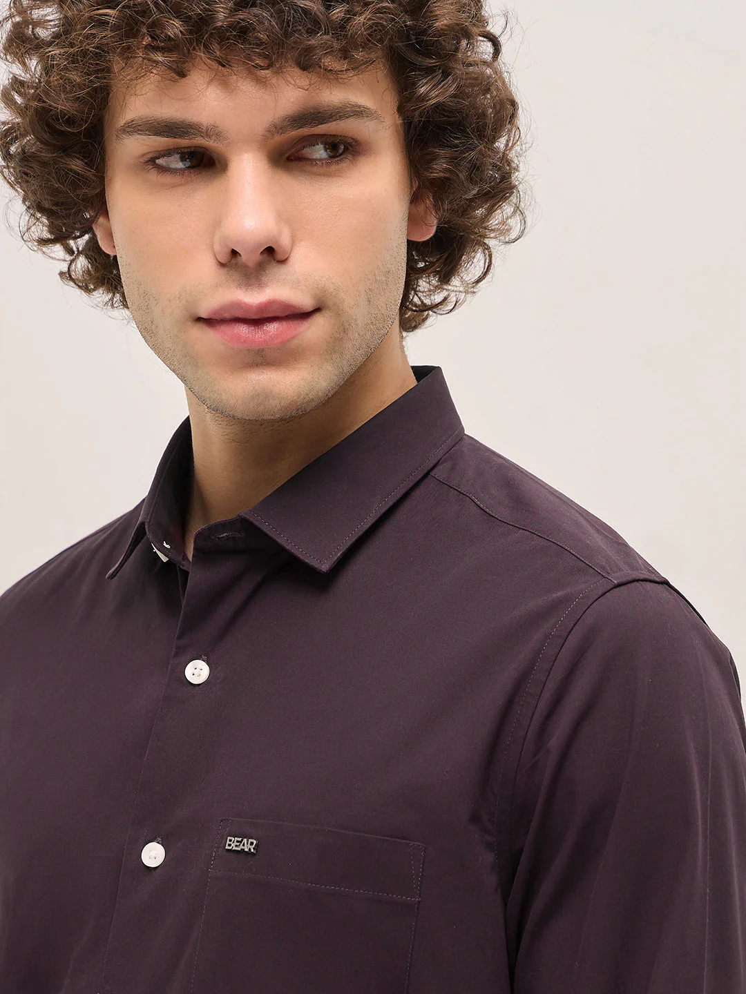 Men Shirt Maroon Tailored Fit Cotton Formal Shirt - Image 5
