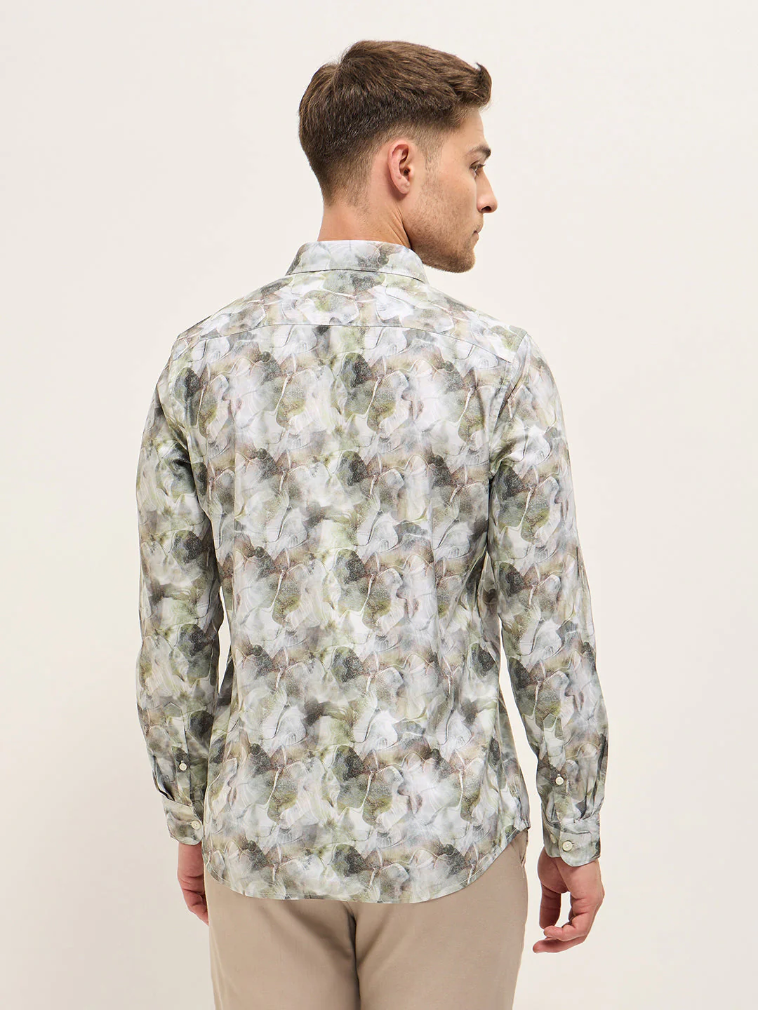 Men Shirt Multi-Color Abstract Botanical Print Tailored Fit Formal Shirt - Image 2