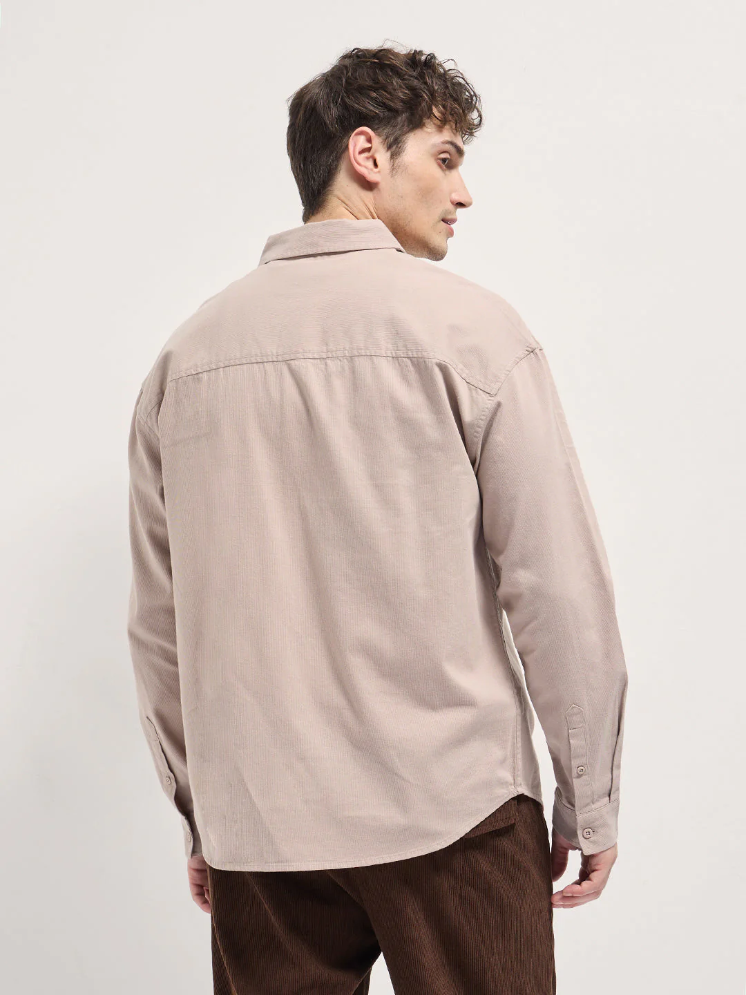 Men Shirt Pink Solid Relax Fit Overshirt - Image 2