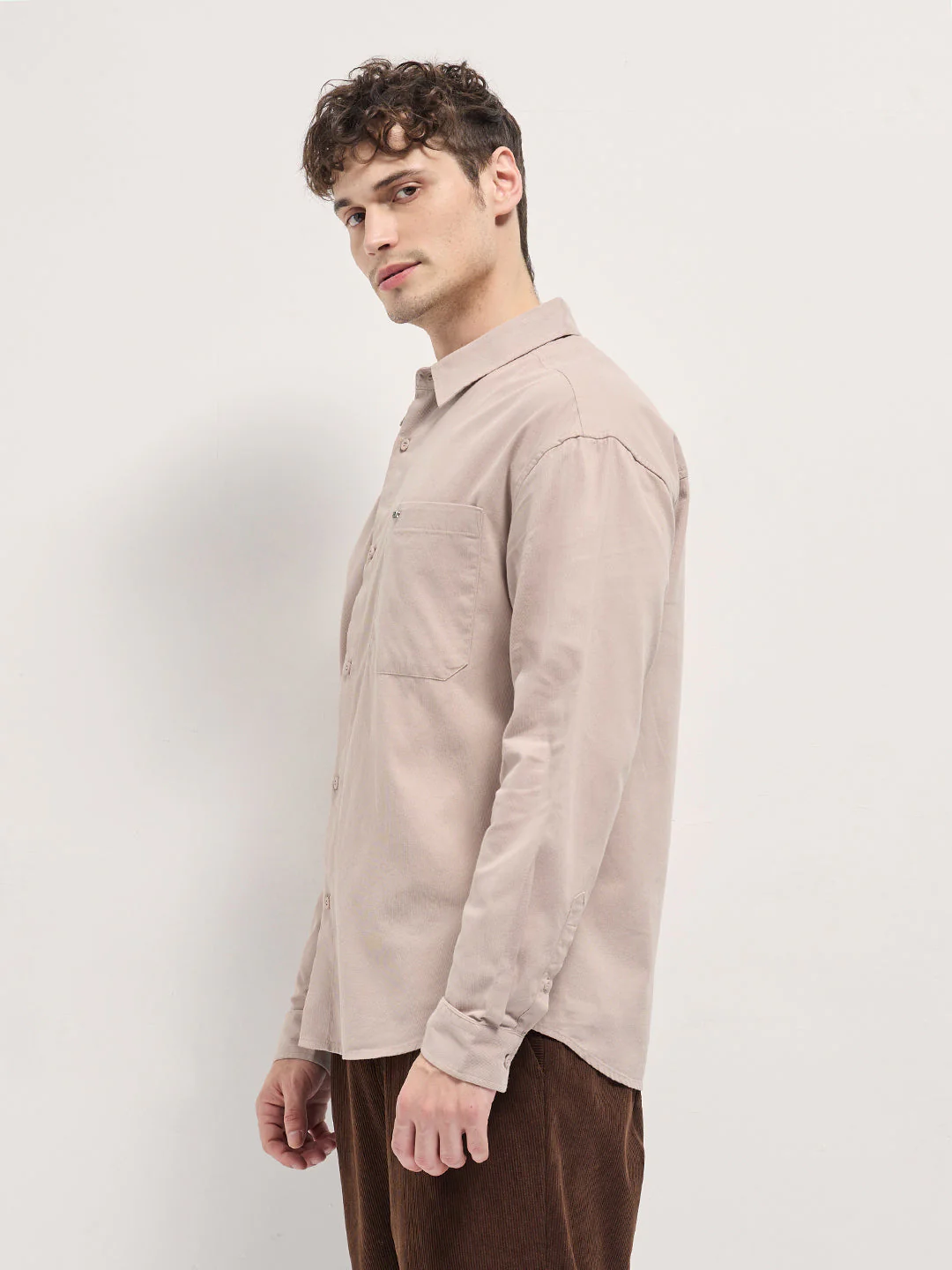 Men Shirt Pink Solid Relax Fit Overshirt - Image 3