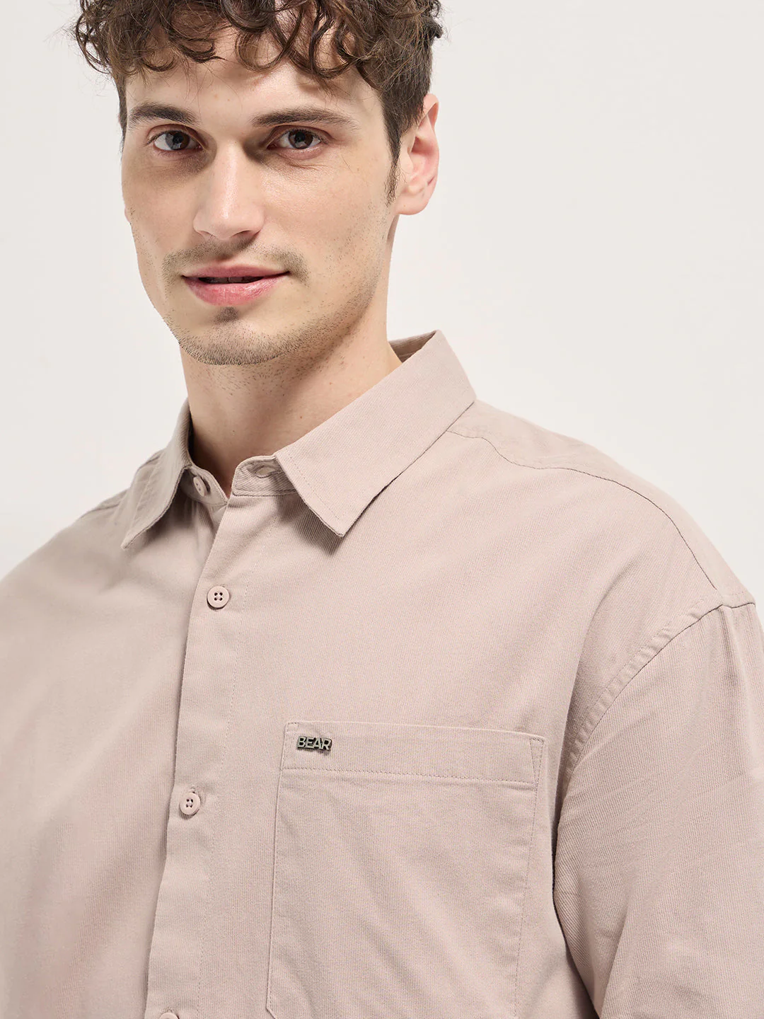 Men Shirt Pink Solid Relax Fit Overshirt - Image 5