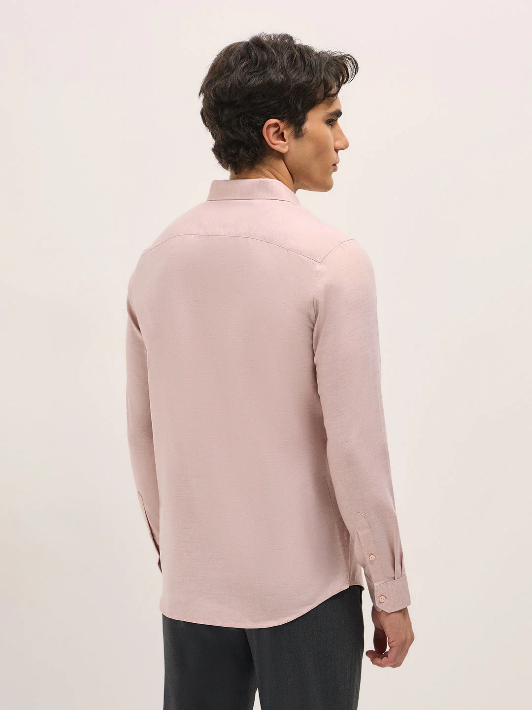 Men Shirt Pink Solid Tailored Fit Formal Shirt - Image 2