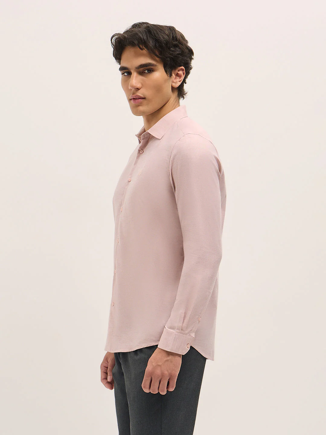 Men Shirt Pink Solid Tailored Fit Formal Shirt - Image 3