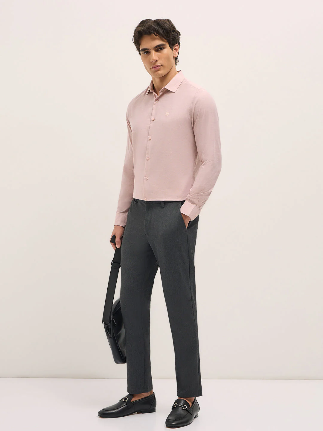 Men Shirt Pink Solid Tailored Fit Formal Shirt - Image 4