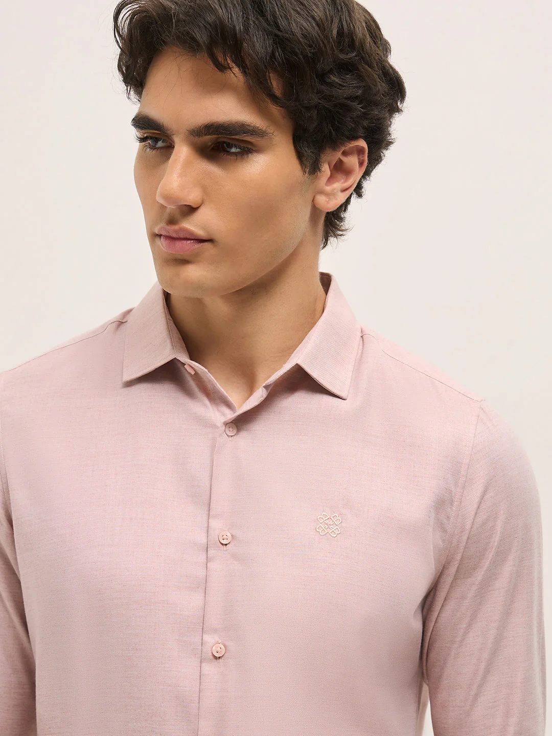Men Shirt Pink Solid Tailored Fit Formal Shirt - Image 5