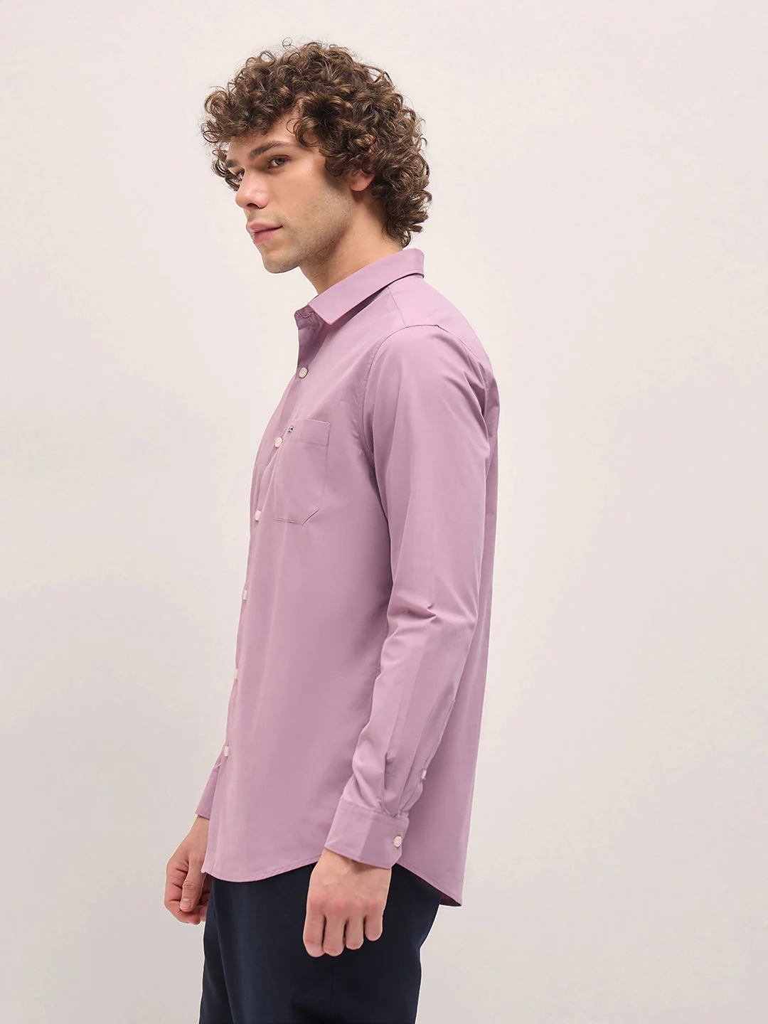 Men Shirt Purple Tailored Fit Cotton Formal Shirt - Image 3