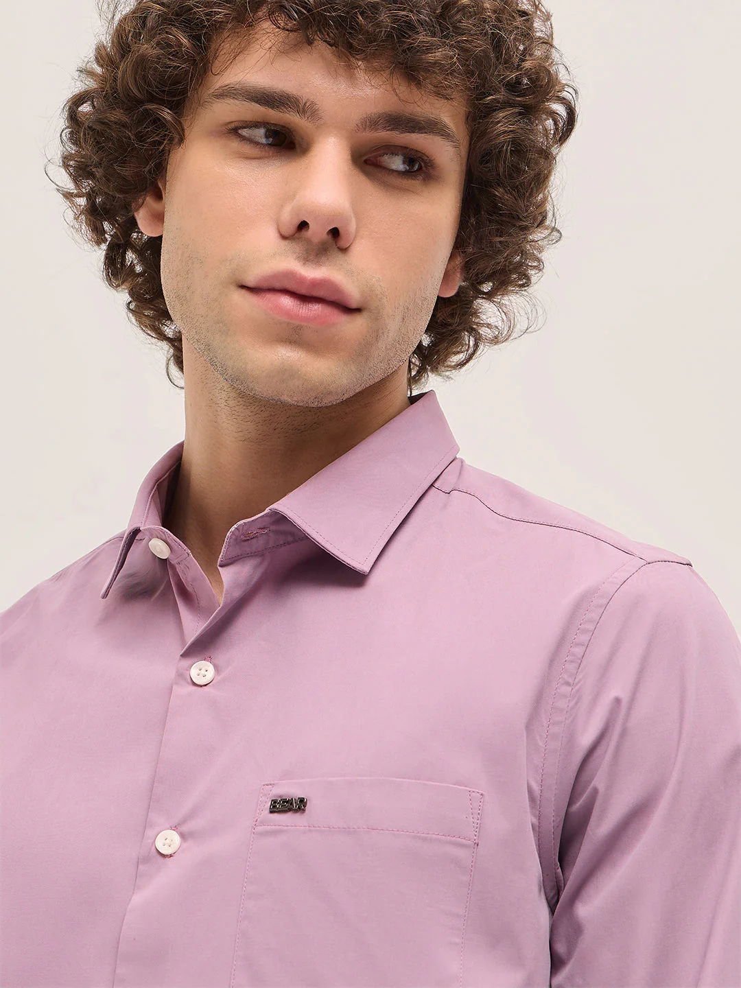 Men Shirt Purple Tailored Fit Cotton Formal Shirt - Image 5