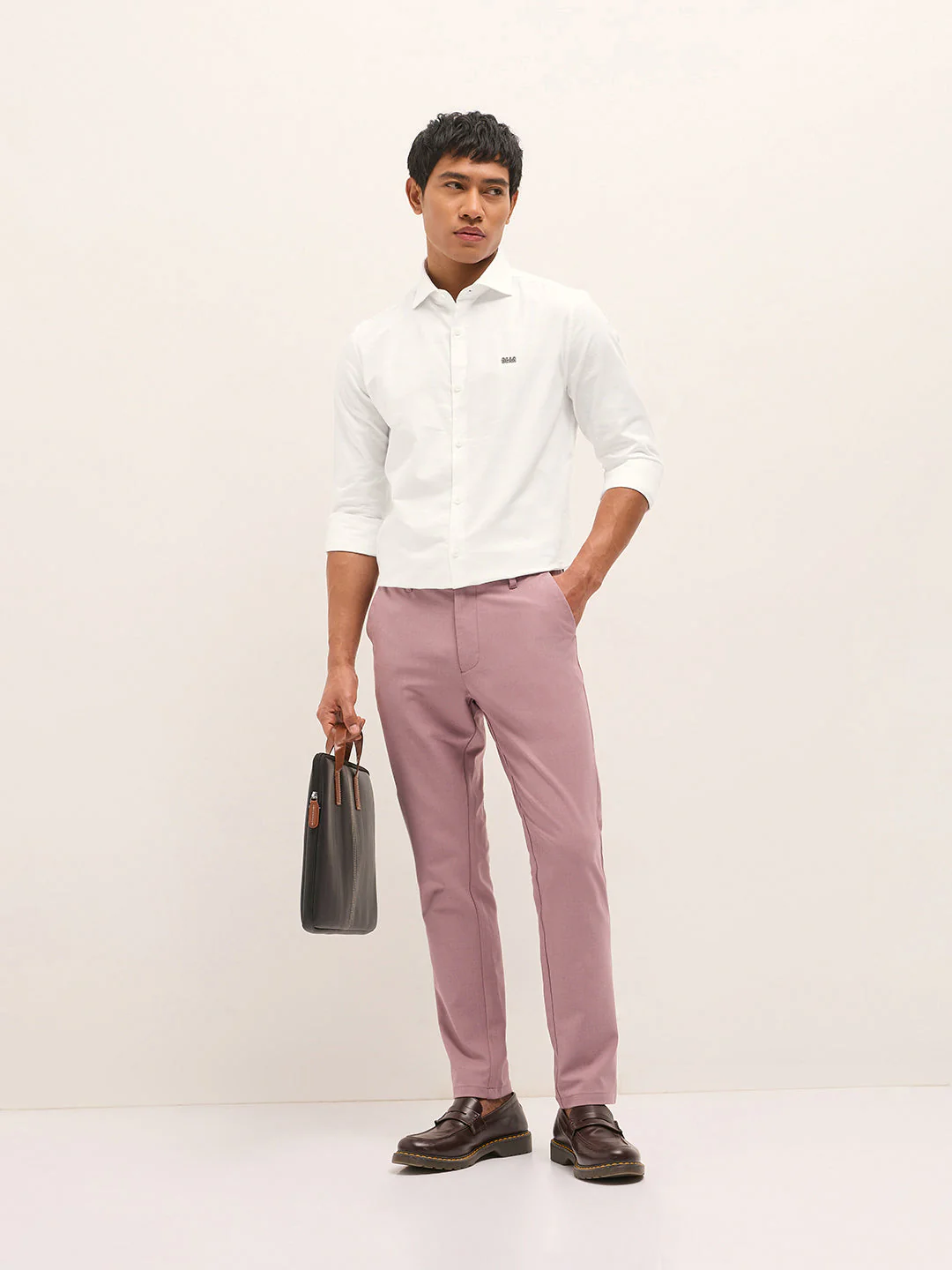 Men Shirt White Solid Tailored Fit Cotton Formal Shirt - Image 4