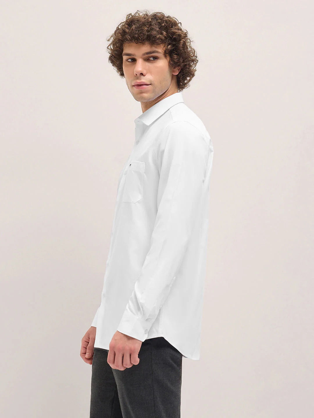 Men Shirt White Tailored Fit Cotton Formal Shirt - Image 3