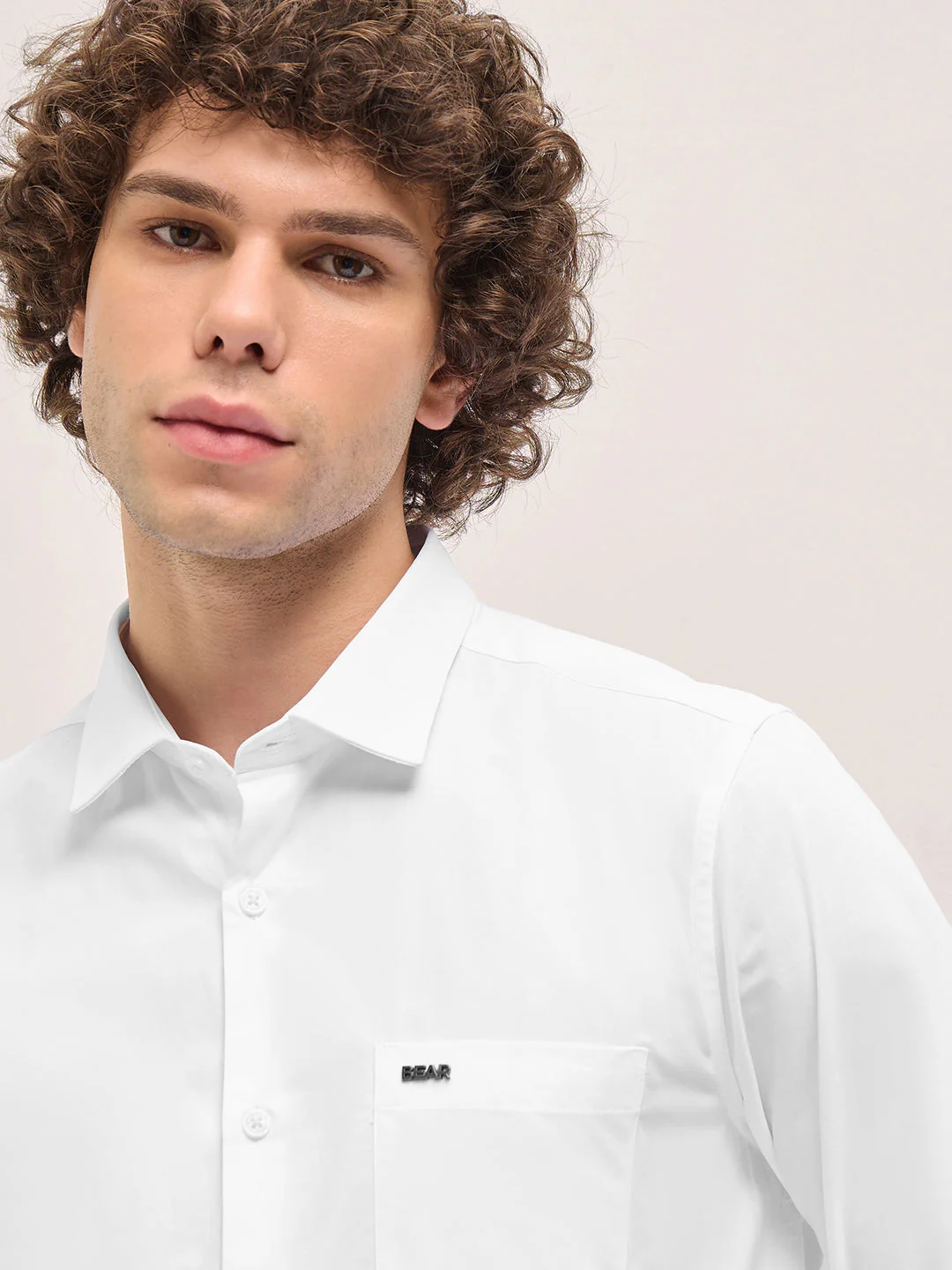 Men Shirt White Tailored Fit Cotton Formal Shirt - Image 5