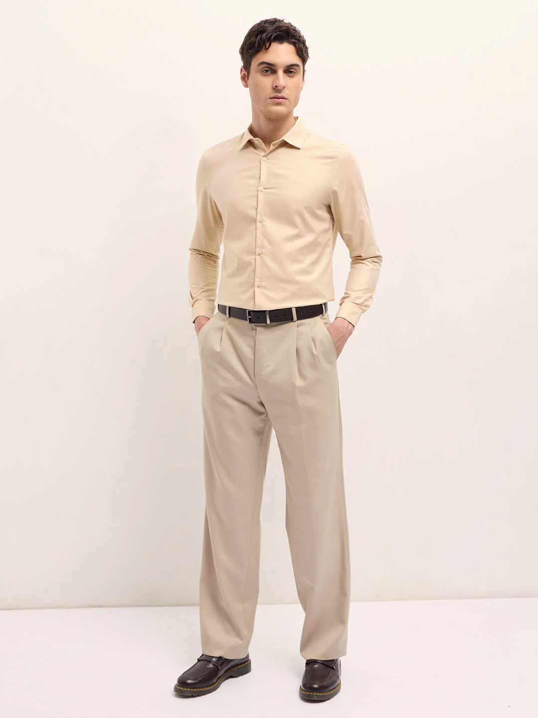 Men Shirt Yellow Solid Tailored Fit Formal Shirt - Image 4